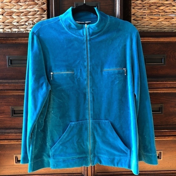 Blast teal velvet zip up jacket in size L - Picture 1 of 5